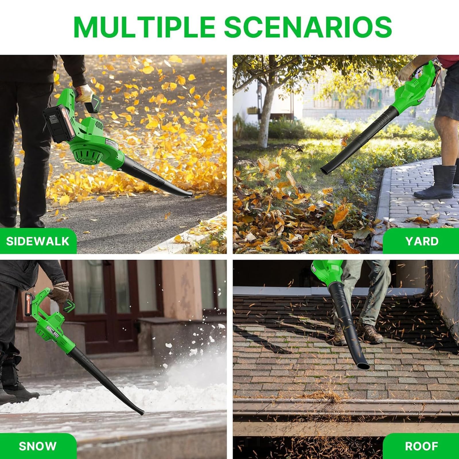 Soffiatore portatile per foglie, design ergonomico potente, regolabile a bassa e alta velocità, leggero e comodo per la cura del prato del giardino e per spazzare la neve delle foglie