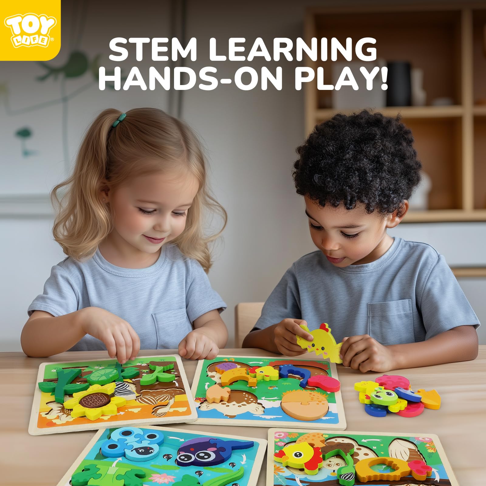 TOY Life Holzpuzzle für Kleinkinder von 2 bis 4, 4 Lebenszyklen für Kleinkinder von 1-3, Montessori-Spielzeug, Geschenke für Kinder von 1-2-3 Jahren, Spielzeug