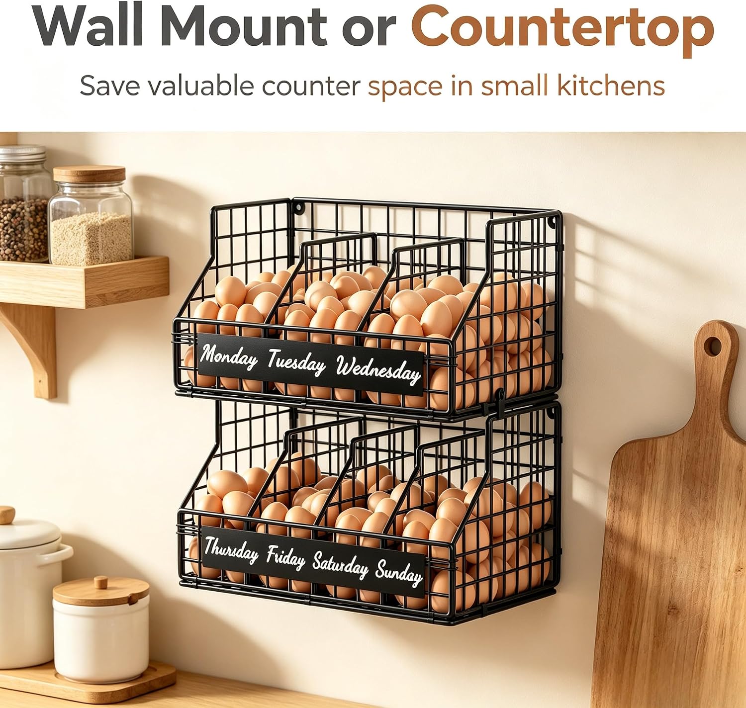 Egg Holder Countertop, 2 Tier Chicken Egg Basket for Gathering Fresh Eggs