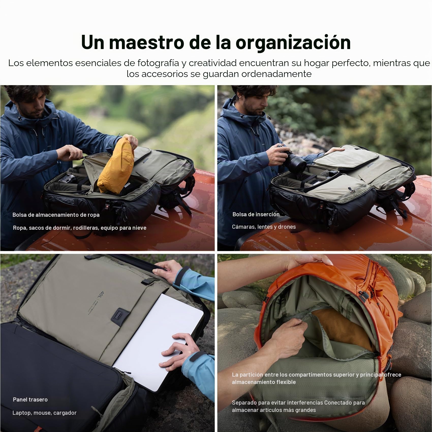 PGYTECH OnePro Flex 30L-50L Mochila + Funda para Cámara Tamaño M, Mochila Fotografia Profesional Compatible con Cámaras y Lentes DSLR/SLR/sin Espejo, Mochila Trekking para Cámara Portátil