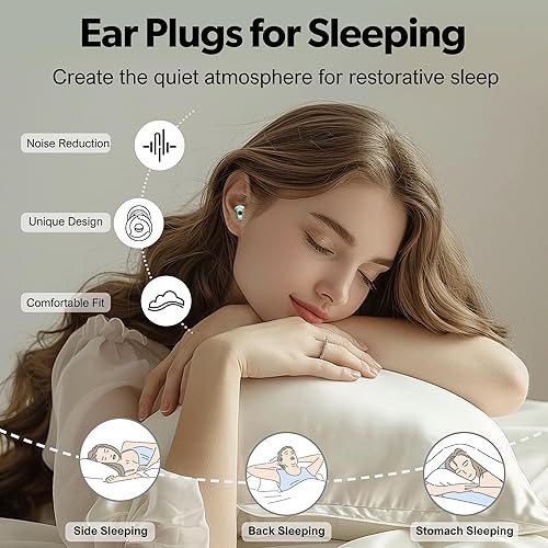 Miniatura 5 de 2 pares de tapones para los oídos para reducir el ruido del sueño, tapones NRR de 30 a 35 dB para cancelación de ruido para sensibilidad al ruido