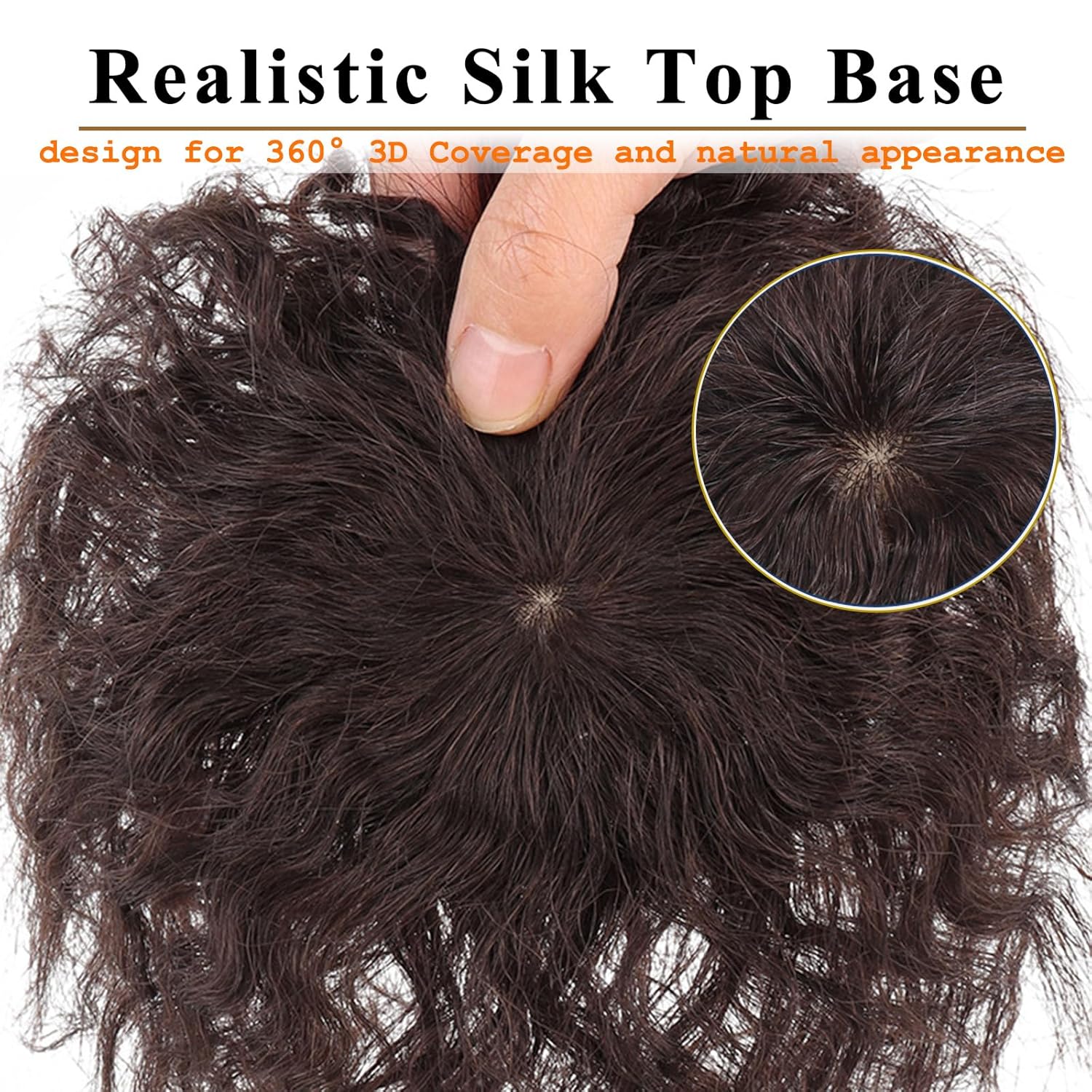 6 Ins Human Hair Toppers for Women with Thinning Hairs,Clip in Short Curly Topper Hairpiece with Silk Top Base for 360° Coverage Fluffy Short Wiglets Hairpieces Dark Brown
