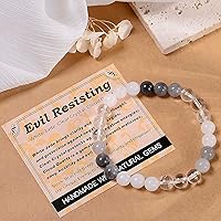 Vista 689 de MASSIVE BEADS Pulsera elástica de yoga hecha a mano con piedra natural, cristal curativo, energía, regalos para adultos unisex de 0.157 in, 0.236