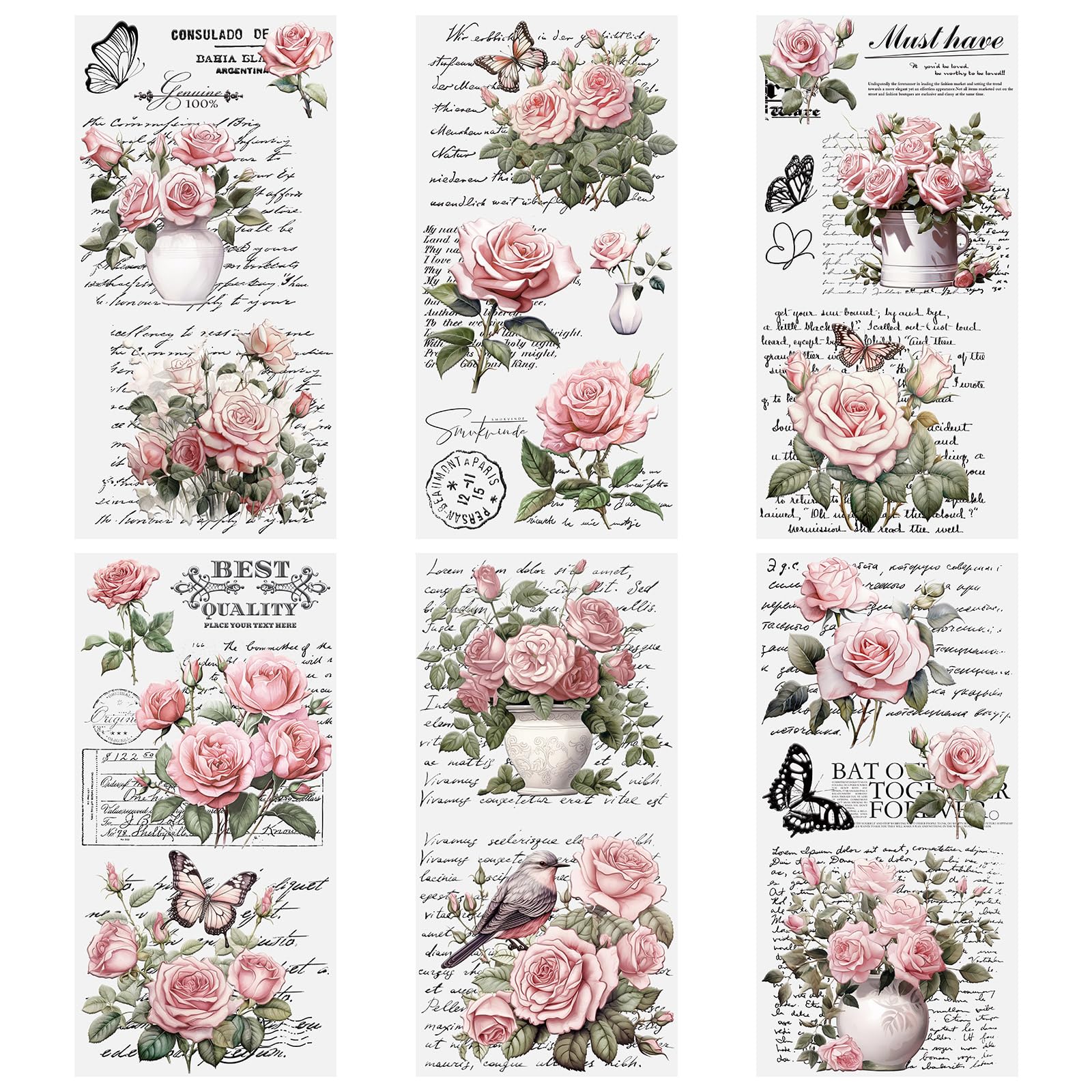 Transferts à frotter rose pour meubles décalcomanie vintage haute adhérence