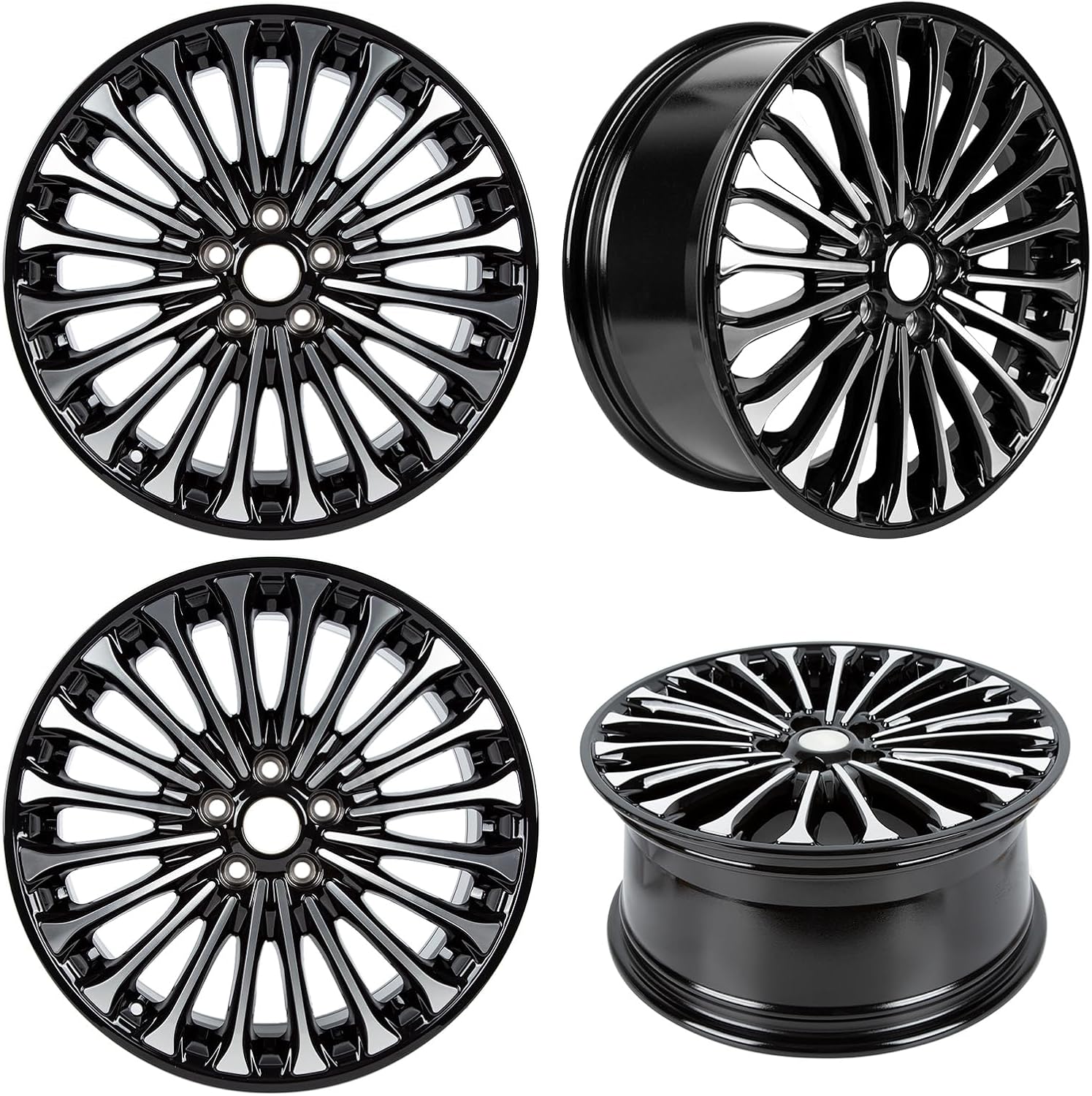18" New 18x8 in Alloy Wheel for Ford Fusion 2013 2014 2015 2016 machined black OEM Design Replacement Rim set of 4