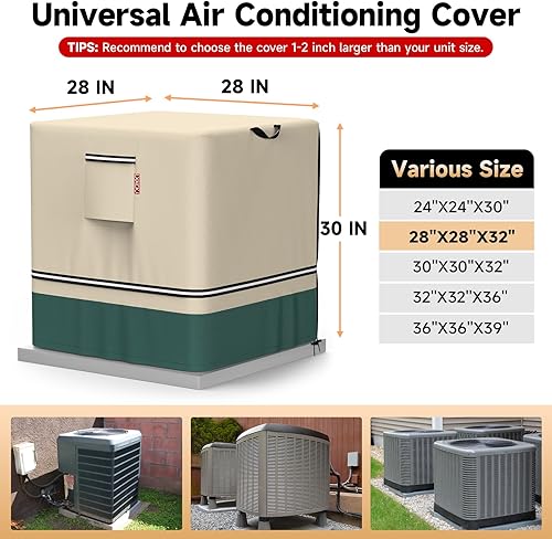 Vista 2 de LXKCKJ Air Conditioner Cover for Outside Units - 420D Heavy-Duty Waterproof Winter AC Cover, All-Weather Protection for HVAC Condenser Units, Fits