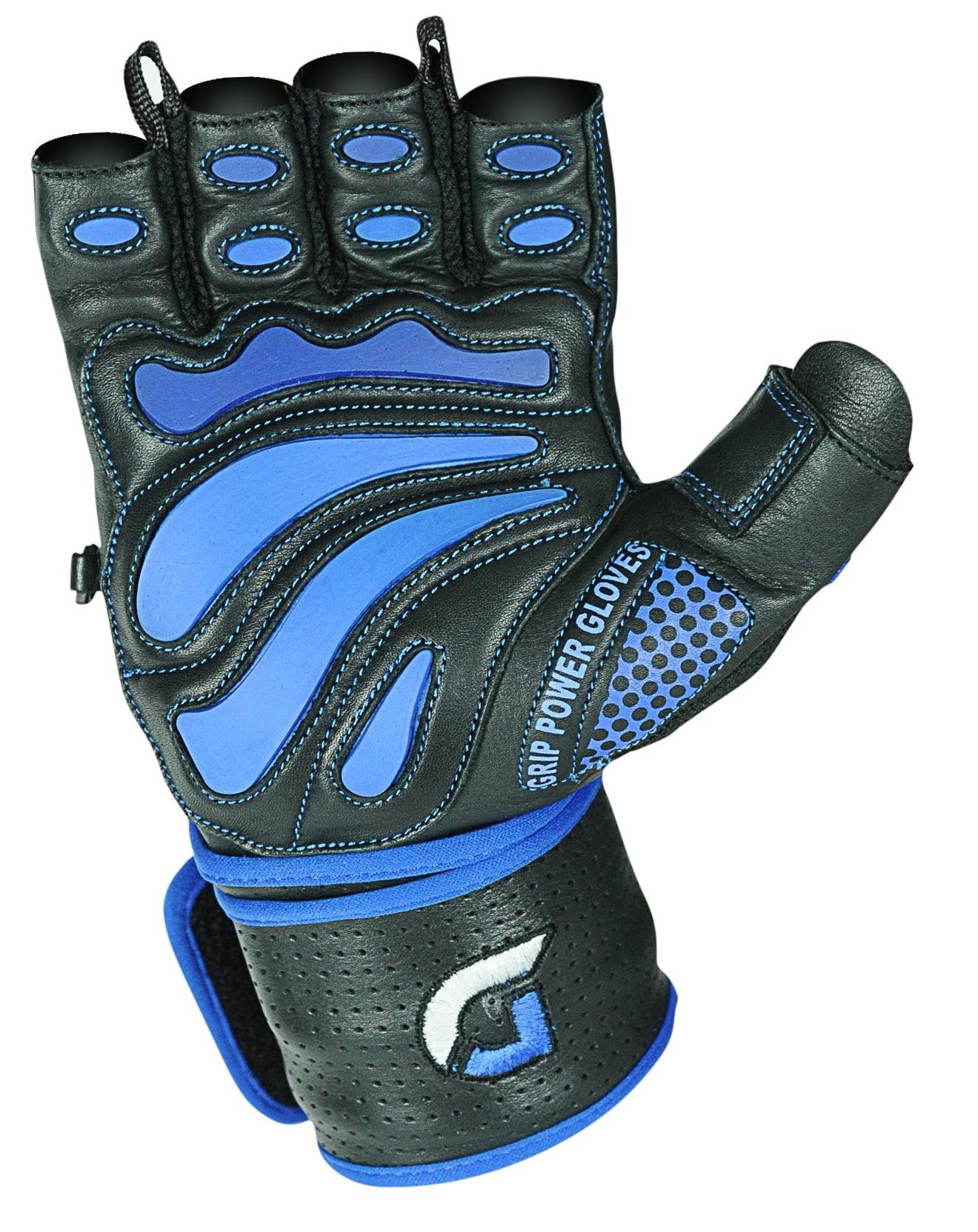 Grip Power Pads Elite - Guanti da palestra in pelle con fasce da polso integrate da 5 cm, design in pelle per sollevamento pesi, sollevamento pesi, bodybuilding e allenamento di forza