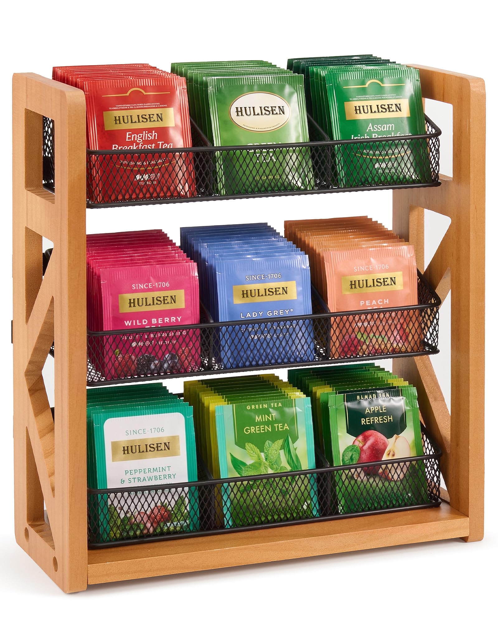 HULISEN Tea Bag Organizer, 3 Tier Tea Bag Holder, Holds Up to 120 Teabags