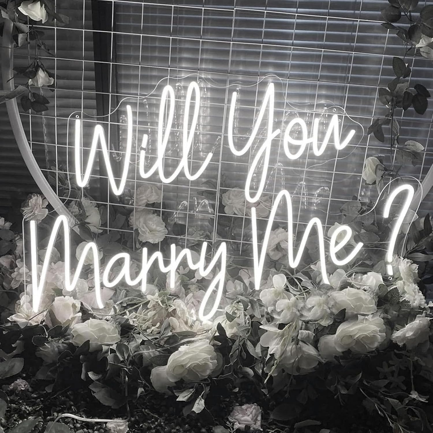 Will You Marry Me Neon Sign 40inches Custom Wedding Dimmable Neon Light Sign Led Lights signs for Wedding Party Decor wedding Backdrop Home Wall Decor Gift for Her neon Art-White image 3