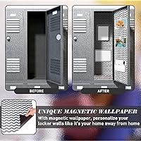 Vista 6 de Timgle Juego de casilleros magnéticos de 8 piezas, incluye papel tapiz magnético, espejo, armario, organizador, alfombra, pizarra blanca, marcador
