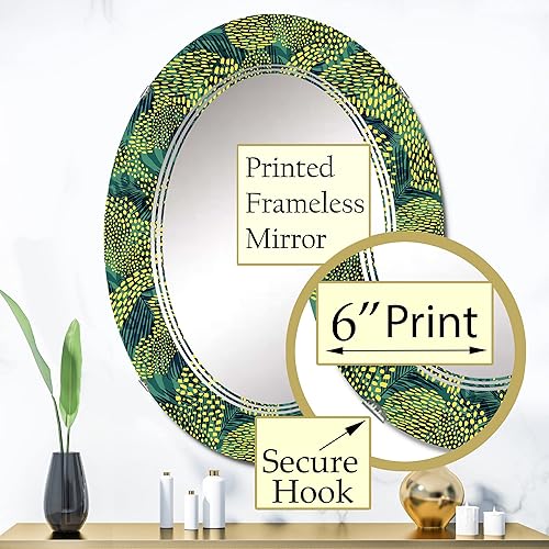 Miniatura 7 de DesignQ Abstracto verde geométrico  Espejo de tocador, espejos de baño, espejos de pared para sala de estar, dormitorio, espejo ovalado  Grande 20 x