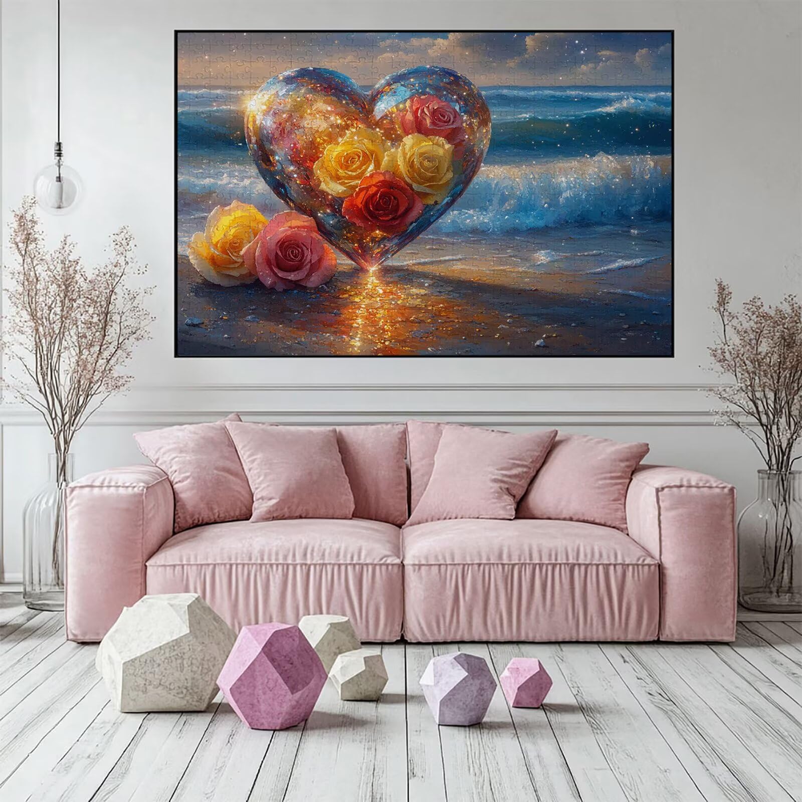 Puzzle 3000 elementów miłość puzzle dla dorosłych różowe 122 x 81 cm Unikalne rzemiosło klasyczne 3D drewniana układanka do rodzinnych gier aktywnych, układanka do samodzielnego wykonania nawet do