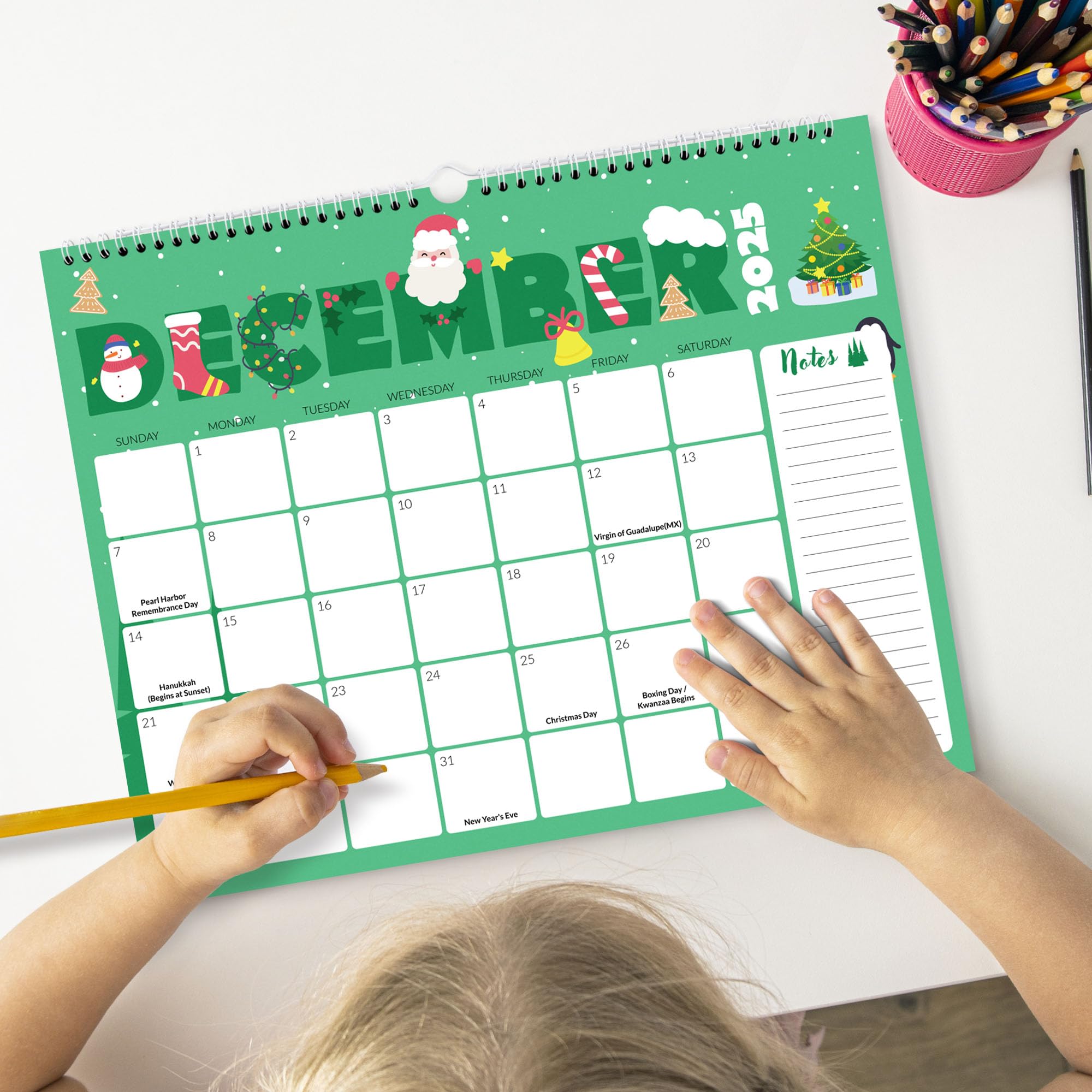 SUNEE 2026 Calendar- 18 Months Oct 2025 - Mar 2027 14 5x11 5 Big Grid Hanging Calendar 2026 — view 5