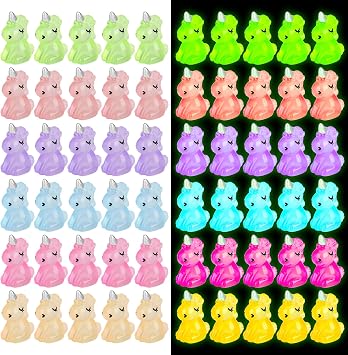 100 PCS Mini Resin Unicorn Luminous Tiny Unicorn Miniature Figurines Glow in The Dark Mini Resin Animals Suitable for DIY Cake Ornaments Crafts Moss Landscape Decoration