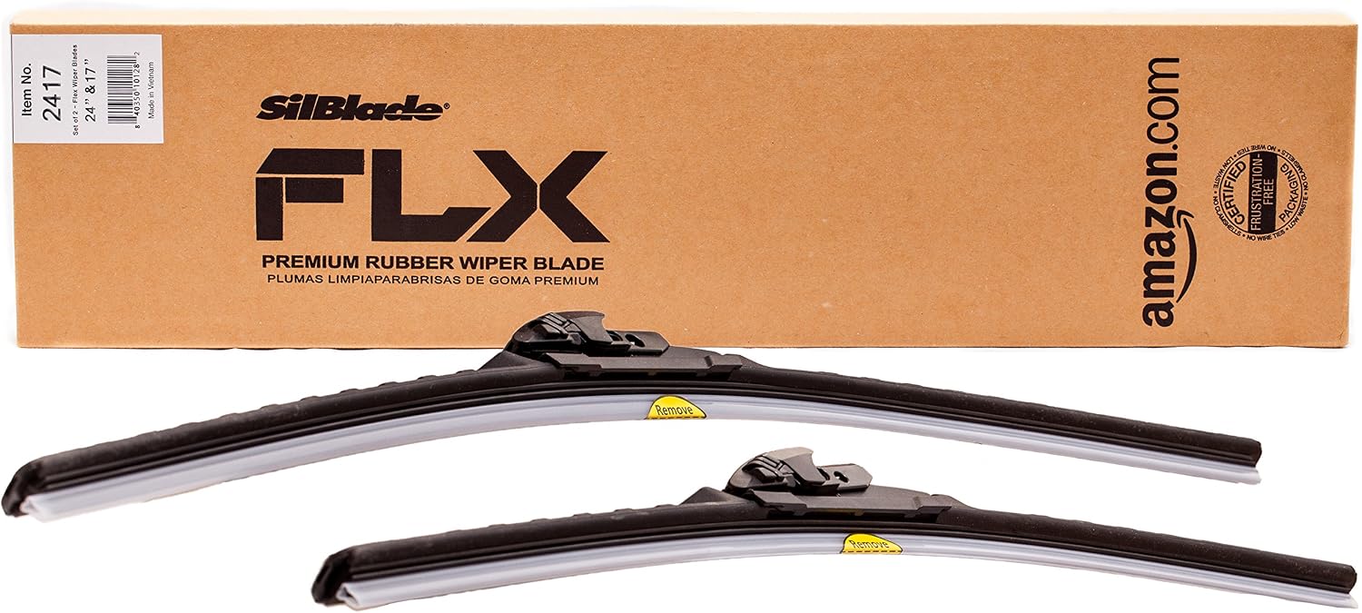 SilBlade FLX 2417 Premium Beam Wiper Blade Set - 24"/17" | Fits various models of Acura, Chevrolet, Dodge, GMC, Infiniti, Isuzu, Lexus, Toyota