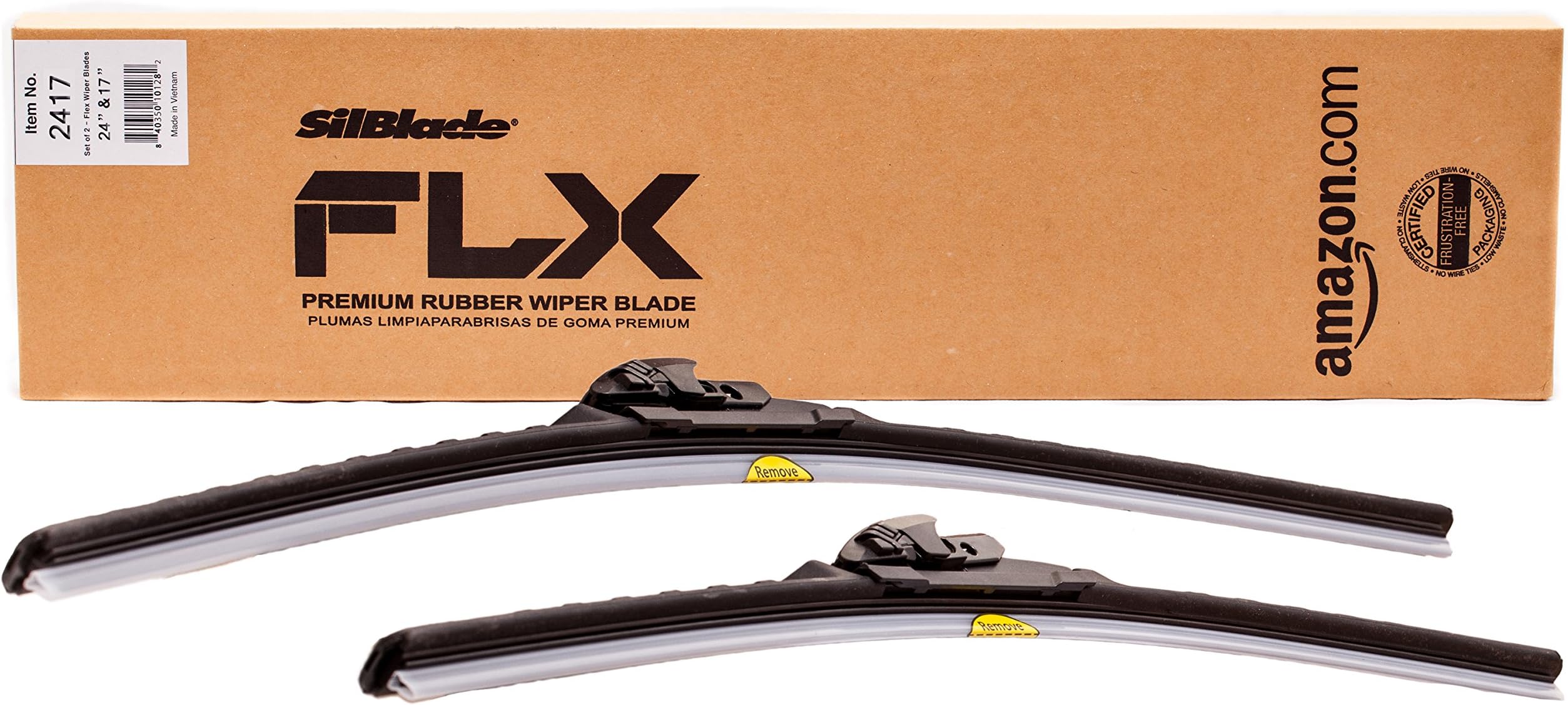SilBlade FLX 2417 Premium Beam Wiper Blade Set - 24"/17" | Fits various models of Acura, Chevrolet, Dodge, GMC, Infiniti, Isuzu, Lexus, Toyota