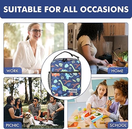 Miniatura 6 de Tirrinia Lonchera aislada para hombres y mujeres, bolsa térmica portátil pequeña para oficina, trabajo, picnic, lonchera compacta reutilizable para