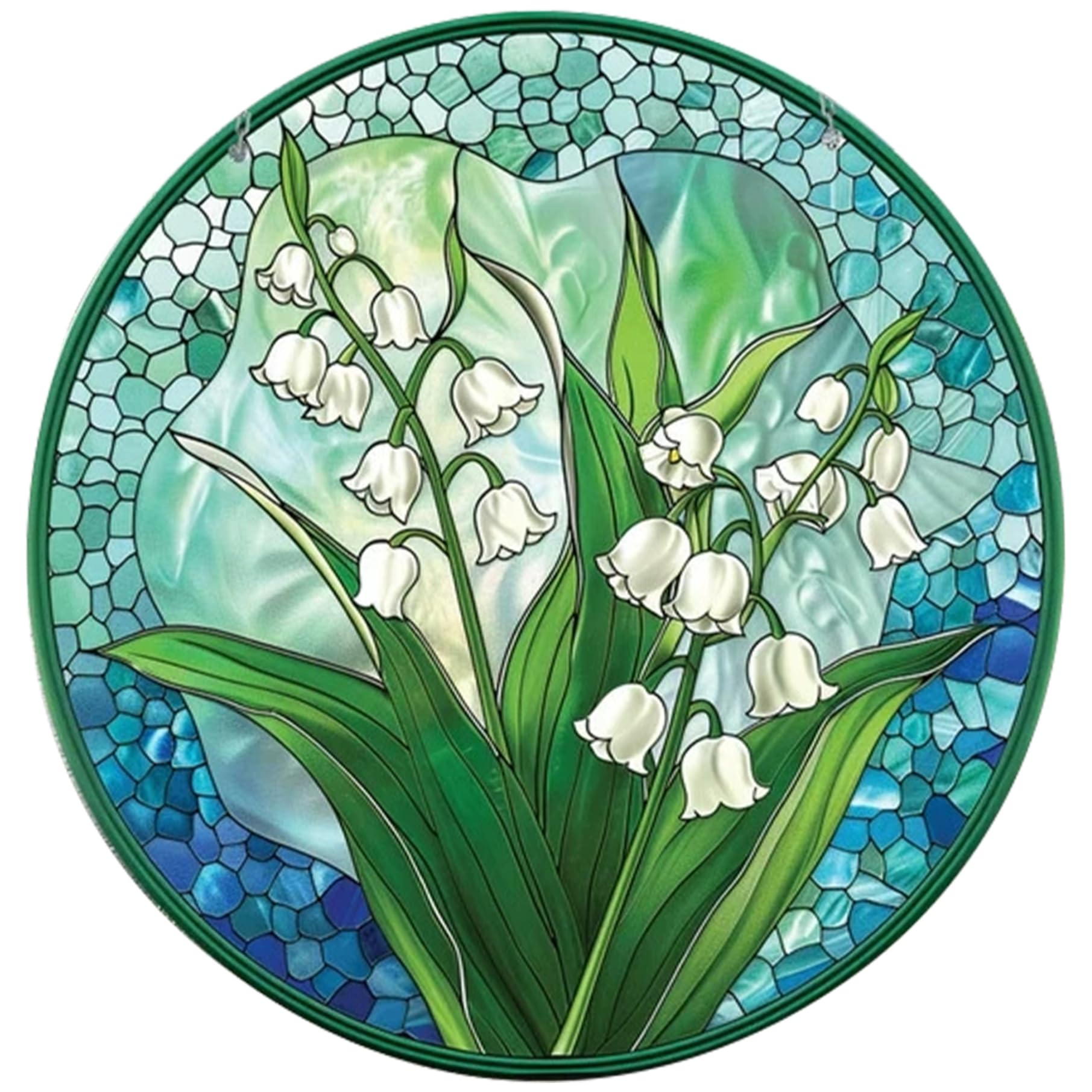 Comebachome Style3 Stained Glass Window Hanging, 6.3 Inch Lily Of The Valley Flower Stained Glass Suncatchers, Colorful Suncatchers Ornament Decoration For, Ornaments De Jardin
