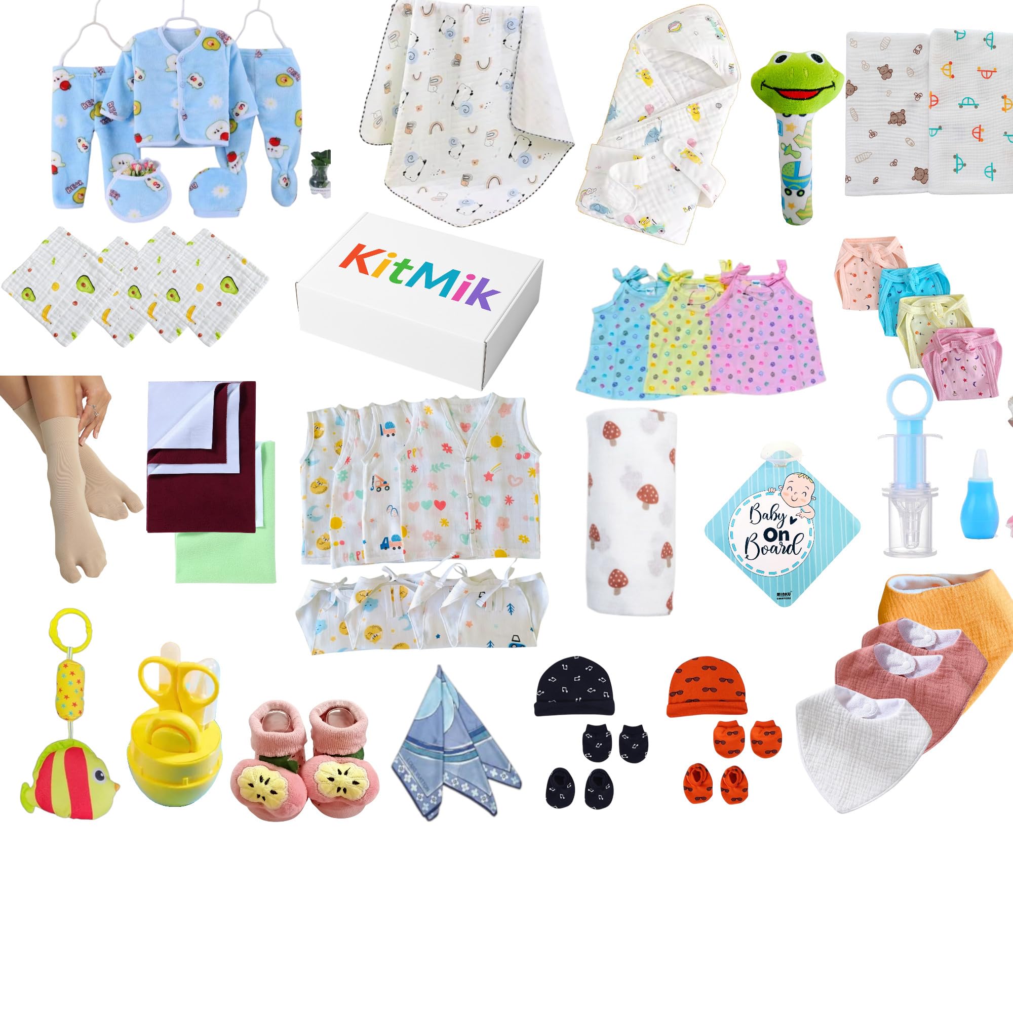 Minku Creations Baby Products All New Born Combo|Gift Set|Essentials|Hospital Kit|Clothes & Maternity Essentials|Baby Shower|Complete Daily Items Combo For Kids-image-39