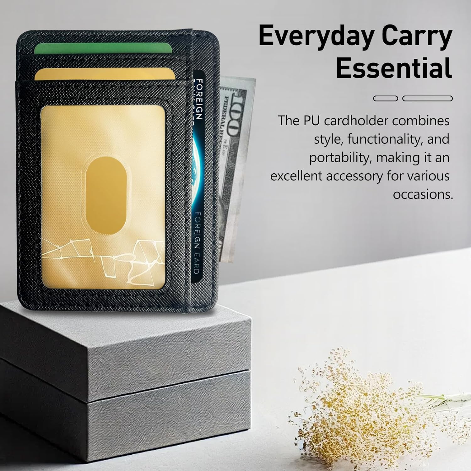 Slim Minimalist RFID Blocking Leather Wallet for Men and Women – Front Pocket Wallet, Compact and Stylish image 2