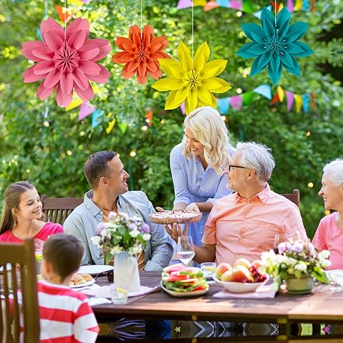 Miniatura 4 de ADLKGG - Juego de abanicos de papel para colgar en fiestas, guirnaldas de papel redondas para decoración de cumpleaños, bodas, eventos de graduación