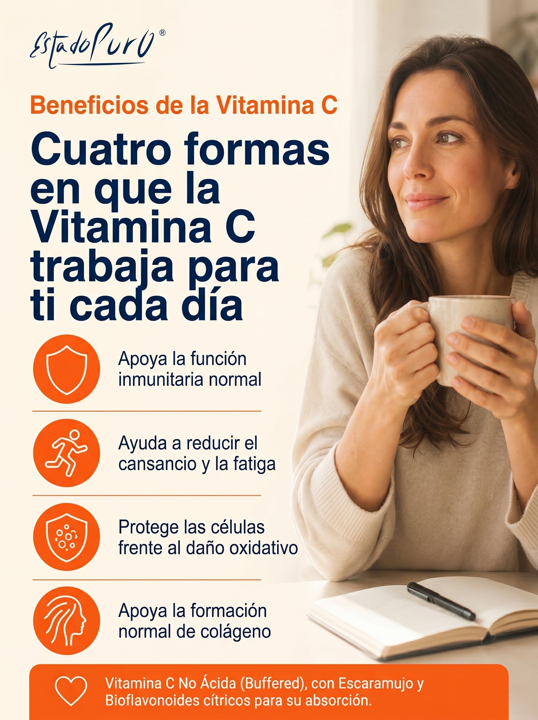 Vitamina C 1000 mg Estado Puro | 100 Comprimidos con Escaramujo y Bioflavonoides Cítricos | Suministro para 3 Meses | Alta Absorción, Suave para el estómago | Vegana, Sin Gluten | Tongil (1)