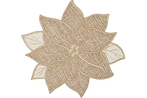 Feuille Christmas Placemats Set of 4 - Poinsettia Placemats for Round Table