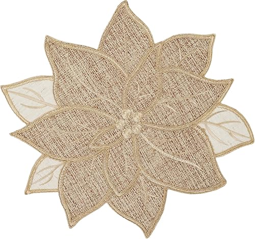 Feuille Juego de 4 manteles individuales de Navidad  Manteles individuales de Pascua para mesa redonda de arpillera para vacaciones, manteles