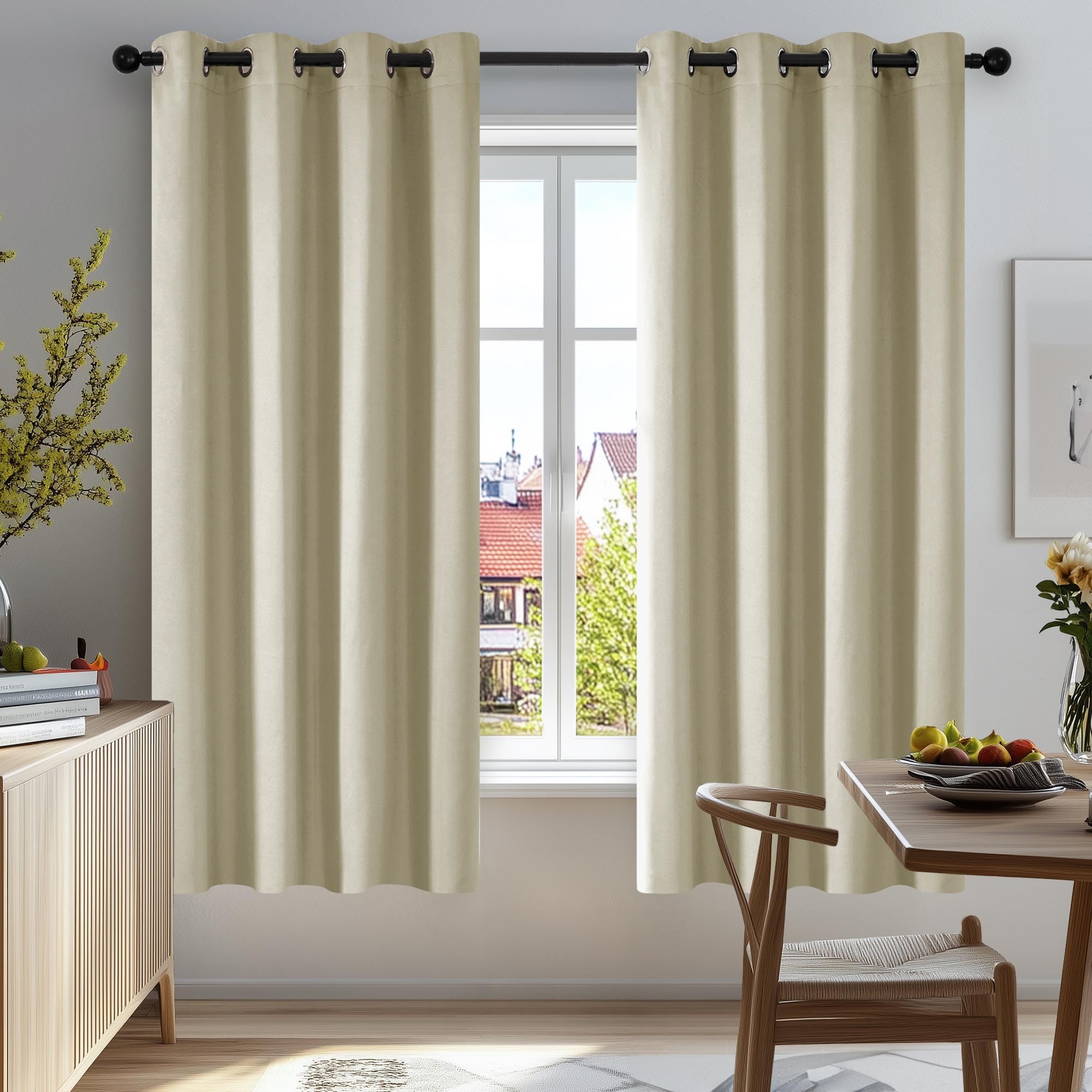 Deconovo Thermal Insulated Blackout Curtains Room Darkening & Energy Saving Solid Grommet Top Curtain Panels for Home Decor Bedroom Windows 2 Panels,