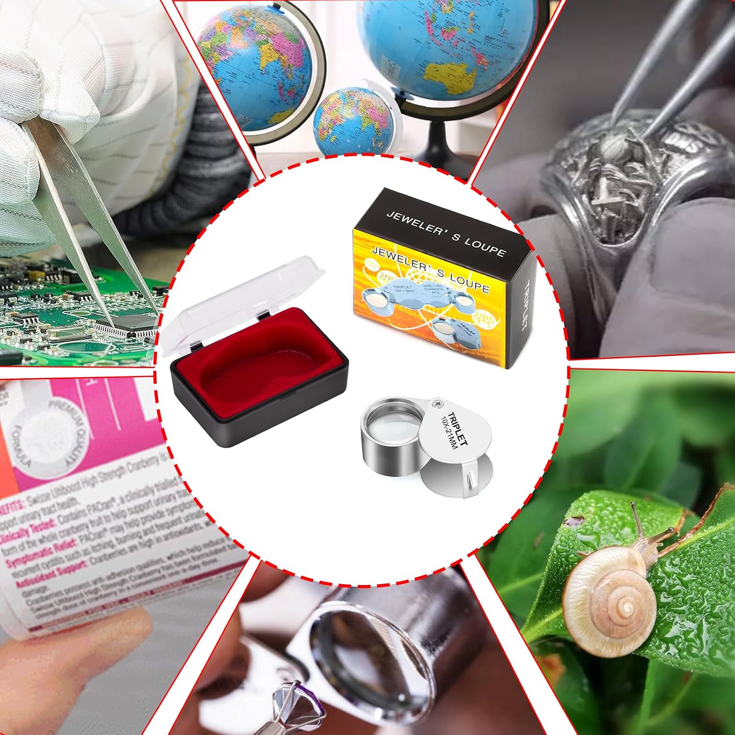 2PCS Jewelers Eye Loupe Magnifier, Small Pocket Folding Magnifying Glass Jewelry Loop for Gems, Jewellery, Coins, Map, Stamps, Elders Gift, 5/6'' Lens Dia