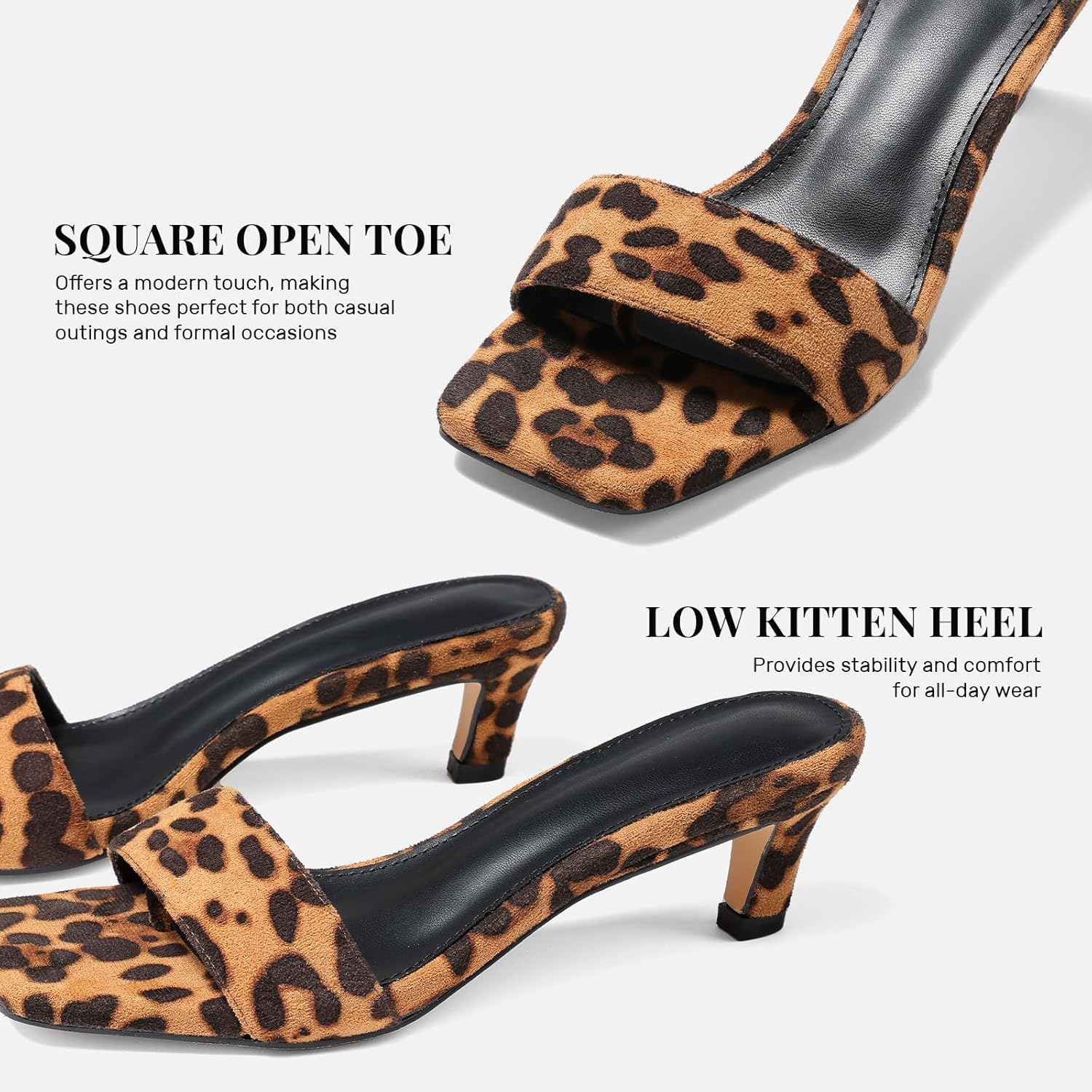 Uacllcau Women's Heeled Sandals Square Open Toe Kitten Heels for Women Comfort Slip on Short Low Heel Mules Pumps Casual Dress Shoes for Summer - Image 6