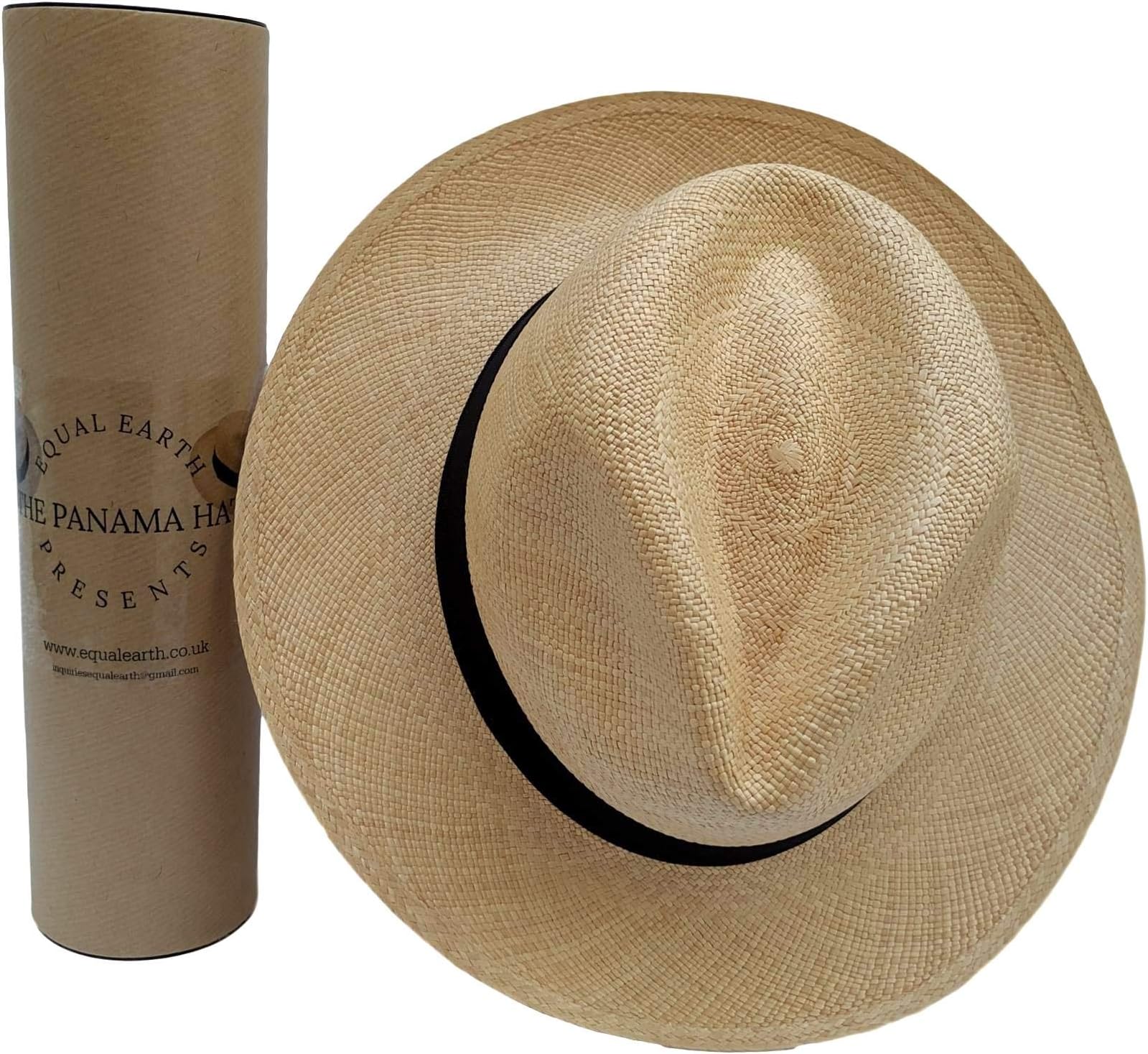 Equal Earth New Genuine Panama Hat Rolling Folding Quality with Travel Tube - Natural