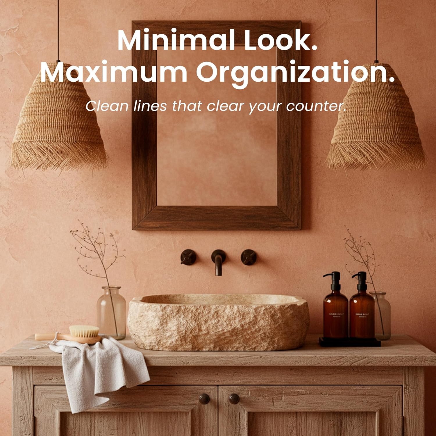 Maisonovo Kitchen Soap Dispenser Set – Hand and Dish Soap Dispenser Set with Amber Glass Soap Dispenser, Black Pumps & Ceramic Tray - Image 9