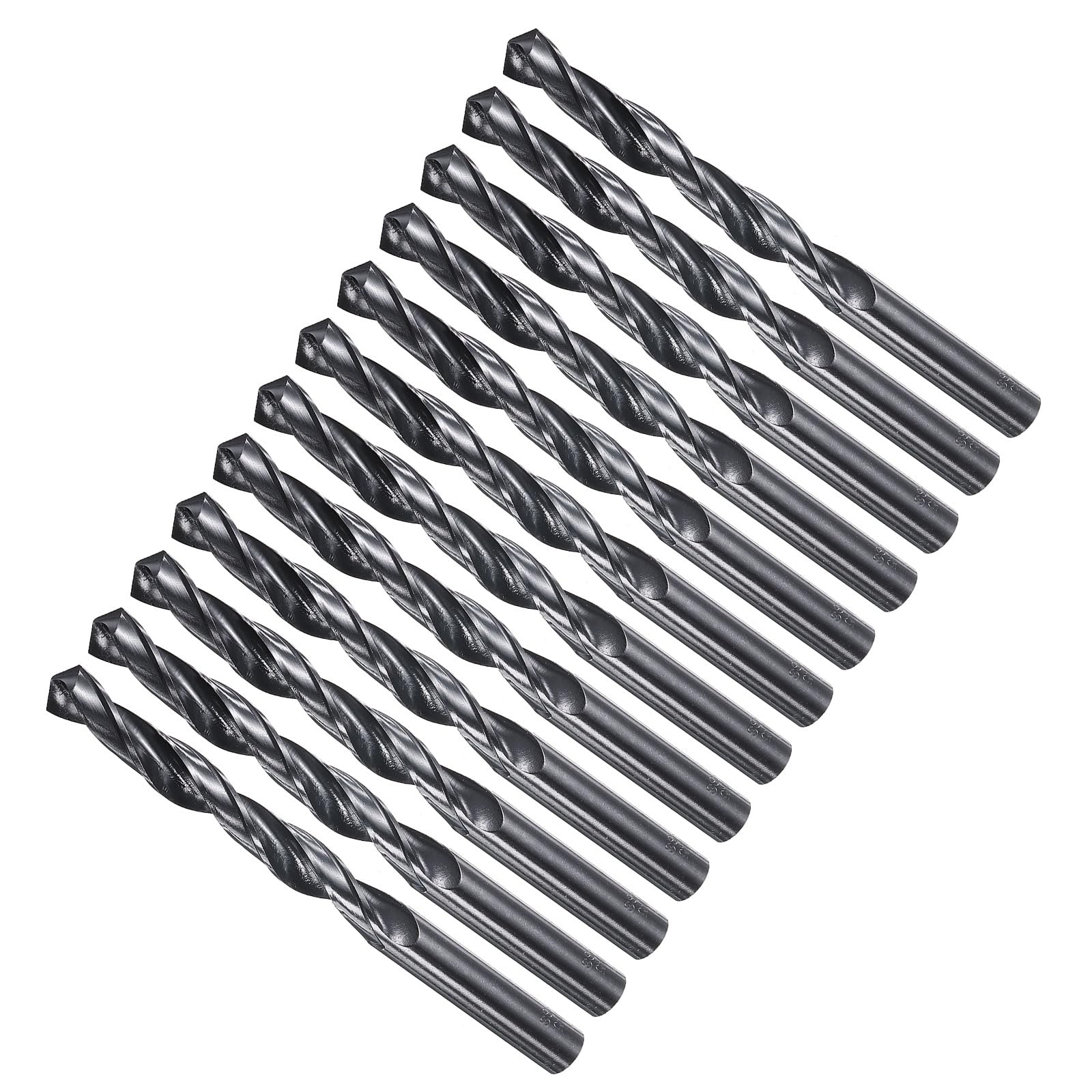 METALLIXITY 11.5mm Drill Bit (29/64") 12Pcs, 4241 High-Speed Steel Straight Shank Nitriding Black 118° for Wood Plastic Iron Copper Aluminum Low Soft Metal — image 1