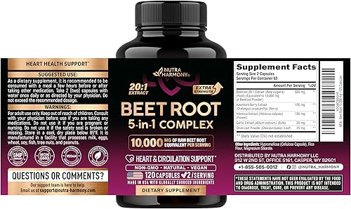 Miniatura 2 de Cápsulas complejas 5 en 1 de raíz de remolacha, suplemento de apoyo saludable para la presión arterial para apoyo cardíaco y circulación, con bayas
