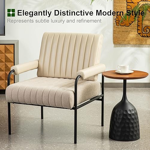 Miniatura 4 de Glitzhome Juego de 2 sillas de sala de estar, sillas de estilo moderno de mediados de siglo con reposabrazos acolchado, silla de lectura, silla