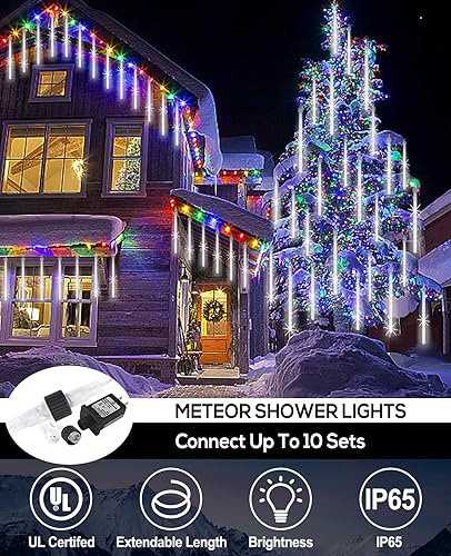 Miniatura 3 de EAGWELL Luces navideñas de lluvia de meteoritos  Cadena de luces en cascada de 12 pulgadas con 10 tubos para decoración de jardín de árbol de