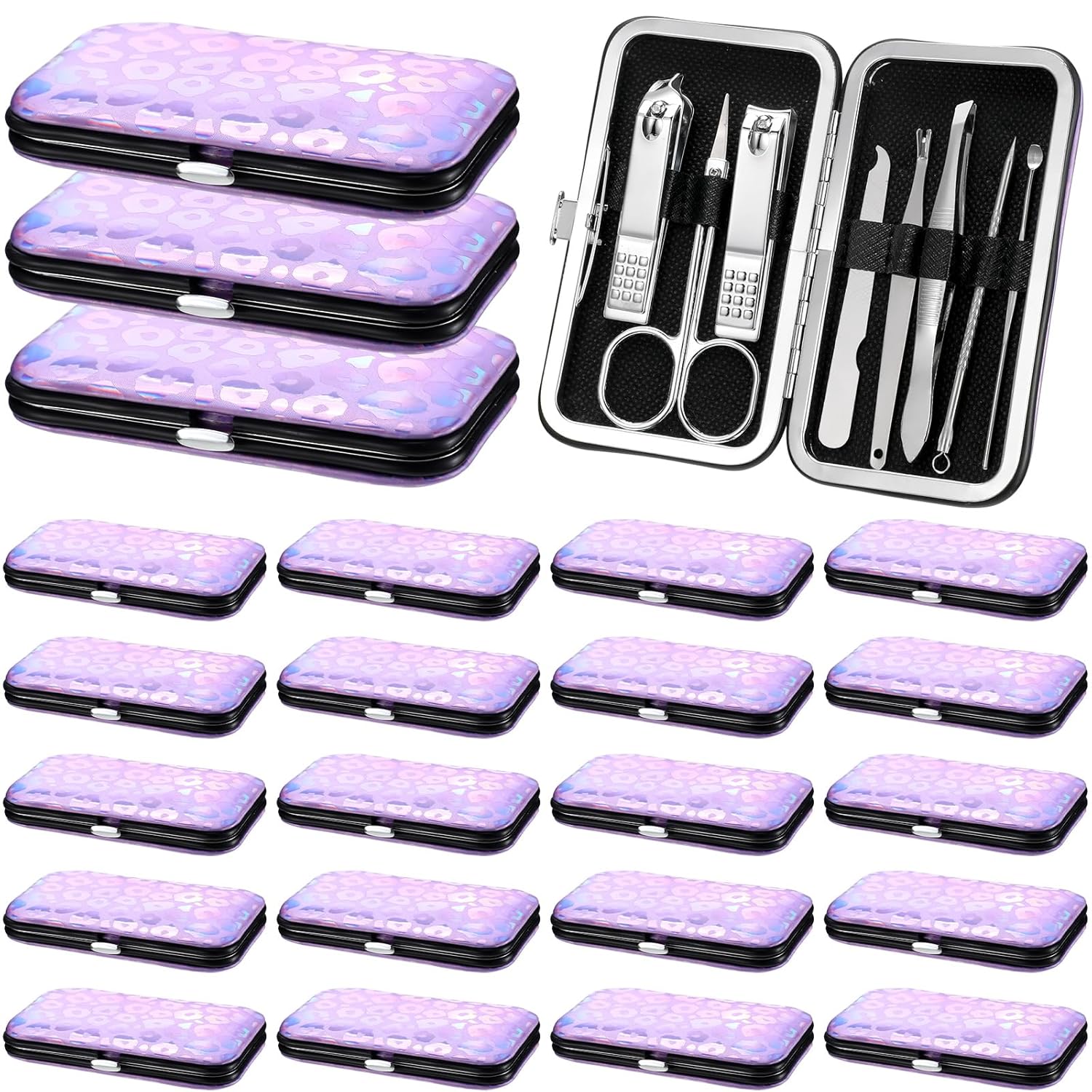 Lasnten 24 Set Manicure Set Bulk Nail Clippers Grooming Nail Kit Stainless Steel