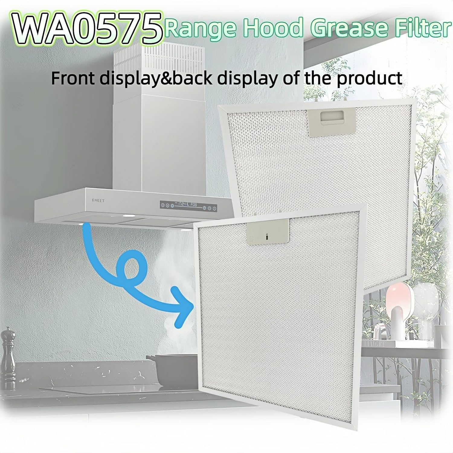 WA0575 Range Hood Filter Replacement - 5-Layer Aluminum Mesh, 14.3"x13.5" fits for Vissani 30-inch Pyramid Wall Mount Hood (2 Pack)