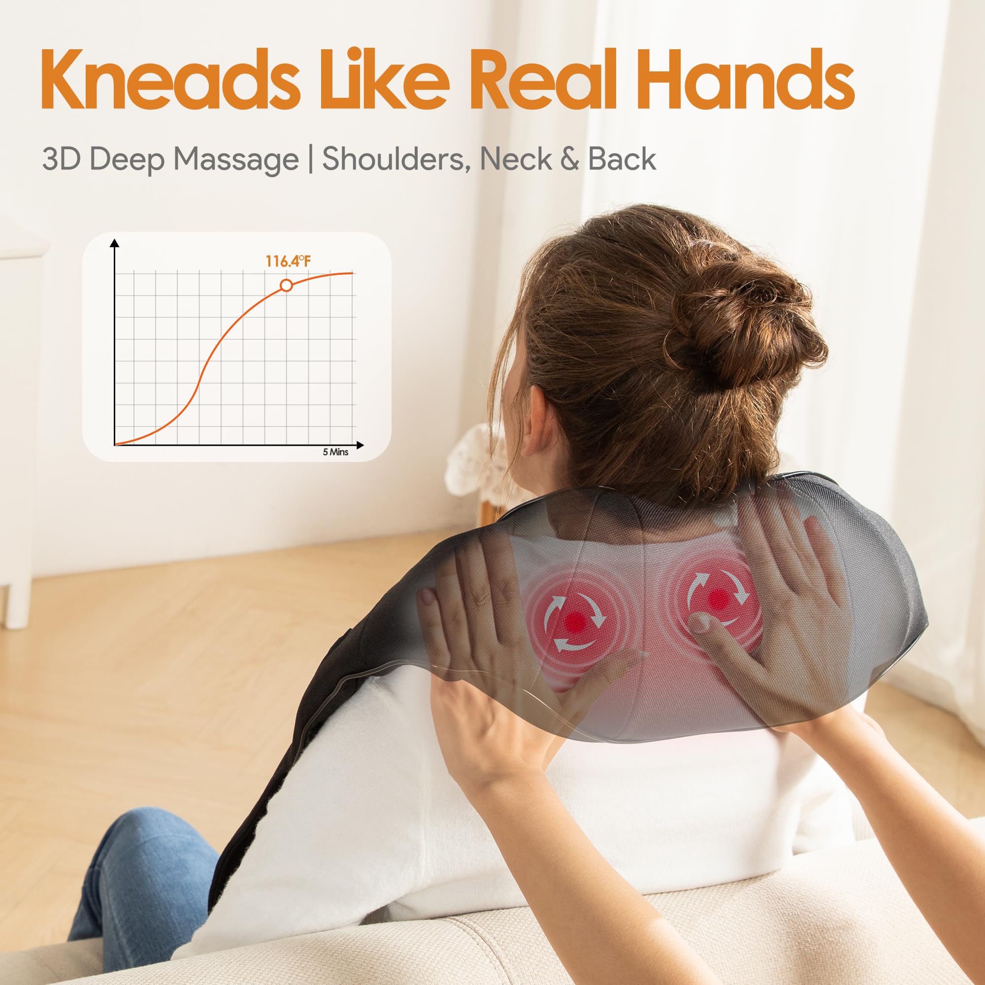 Massagegerät Nackenmassagegerät mit Wärme 3D-Massage, Massagegerät Nacken um Muskelschmerzen zu Lindern, Geschenke für Frauen und Männer