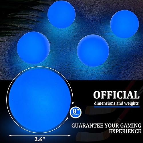 Vista 8 de Deekin Bolas de hockey callejero de 8 pulgadas que brillan en la oscuridad, pelotas deportivas para juegos de hockey sobre ruedas en interiores