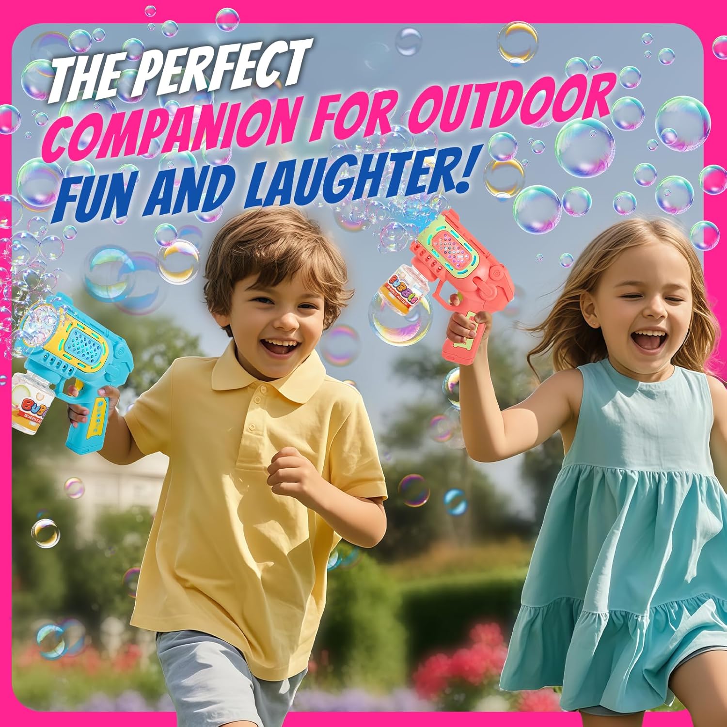 Toys for 3+ Year Old Boys Girls: 2 Pack Bubble Gun Machine with Bubble Solution, Kids Toys for Ages 3-5 4-6 5-7, Outdoor Outside Toy for Kids Ages 4-8, Gifts for 3 4 5 6 7 8 Year Old Boys Birthday - Image 5