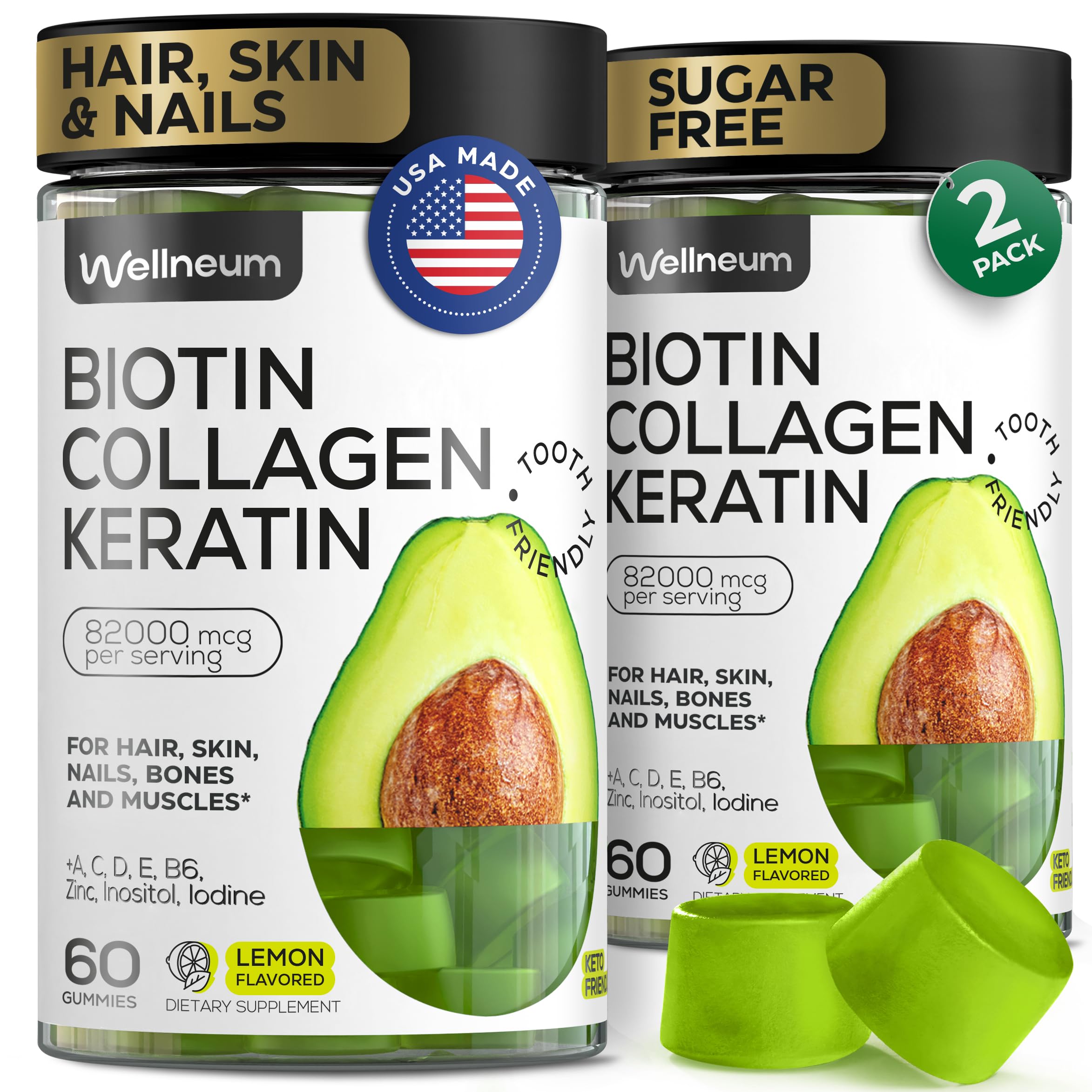 Biotin 12000mcg Gummies + Collagen