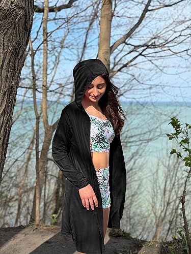 Miniatura 6 de Willit UPF 50+ - Cubierta de natación para mujer, protección solar, traje de baño de playa, traje de baño, chaqueta larga con capucha SPF