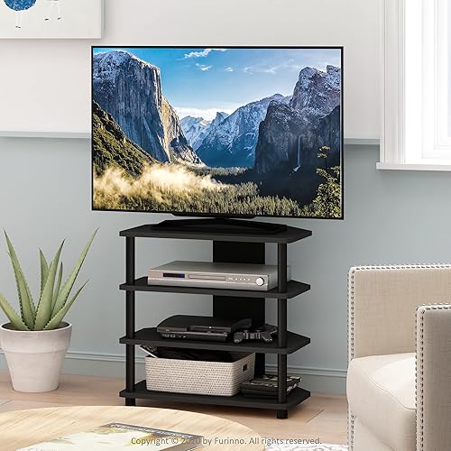 Miniatura 2 de Furinno Turn-N-Tube mesa pequeña para televisores con 4 niveles, de ensamble fácil., Madera, Blackwood Blackwood,Espresso,Americano,Nuez