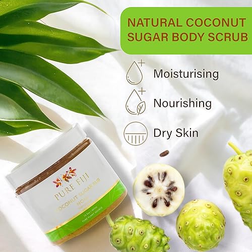 Miniatura 2 de Pure Fiji Exfoliante corporal de azúcar de coco, exfoliante corporal de origen natural para suavizar y suavizar la piel, exfoliante orgánico de