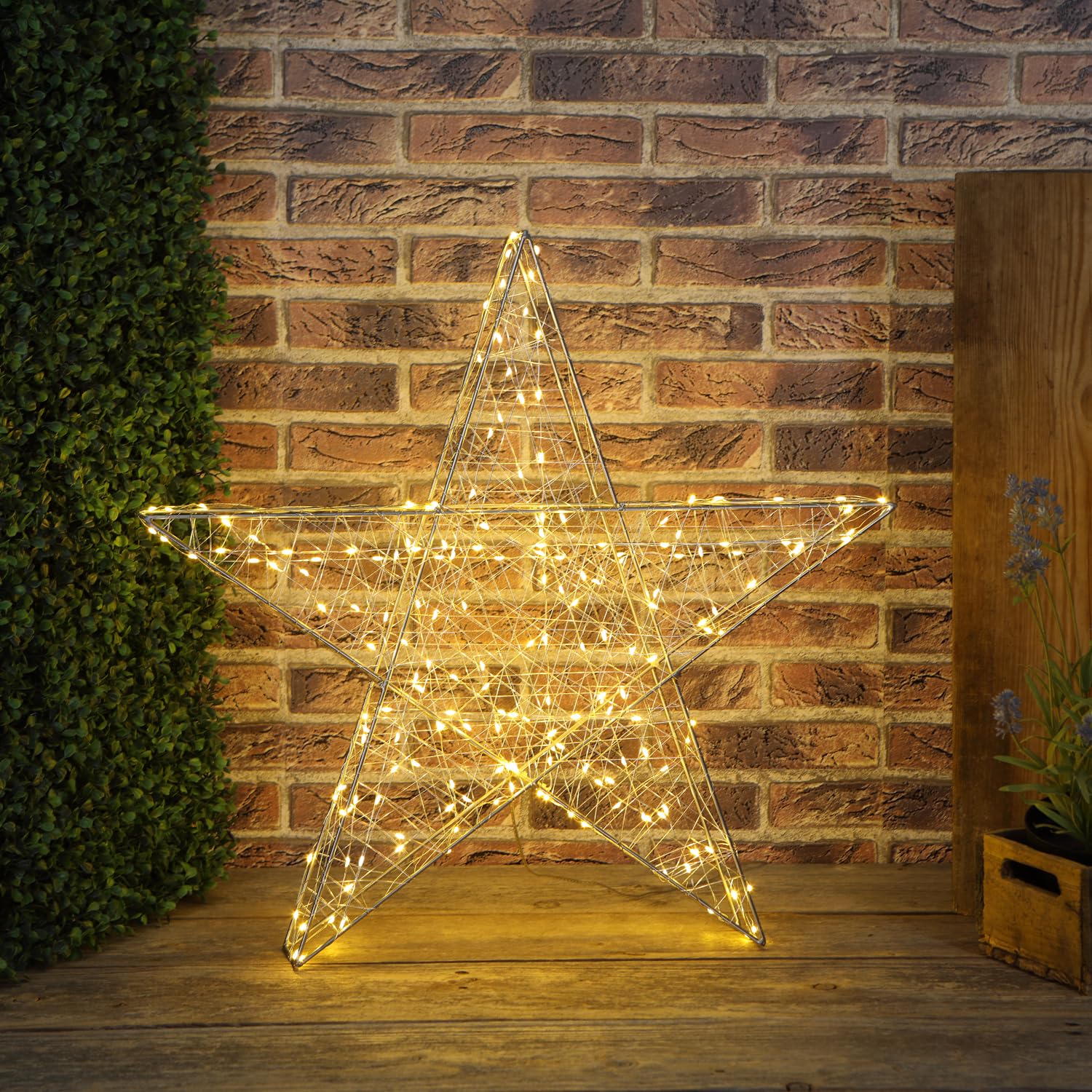 H4L Weihnachtsbeleuchtung LED Stern Weihnachtsstern Deko Metalldraht 190 LED`s