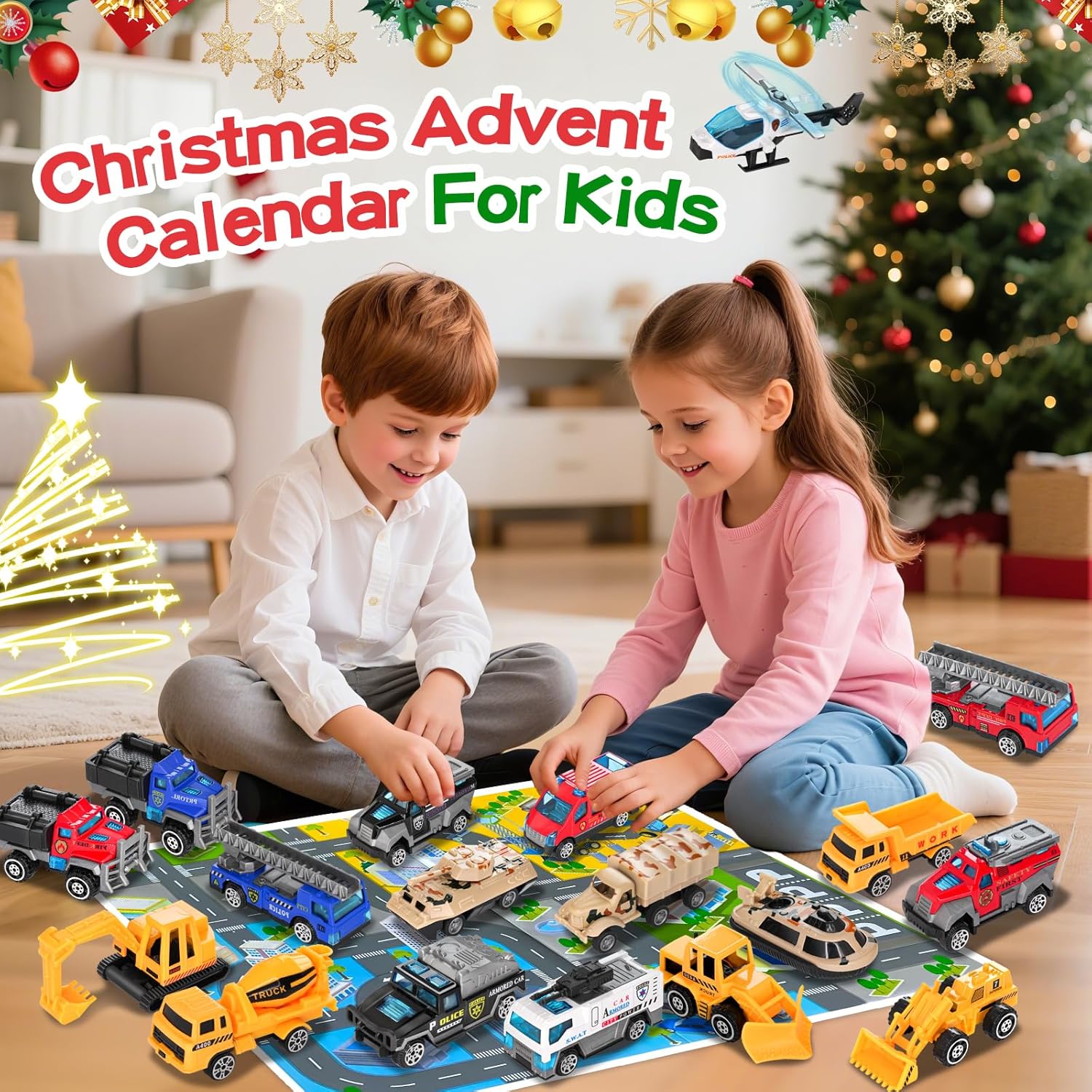 Advent Calendar 2025 Alloy Car Toys for Kids Advent Countdown Calendar Christmas Stocking Stuffer For Boys Girls Gifts 3 age+