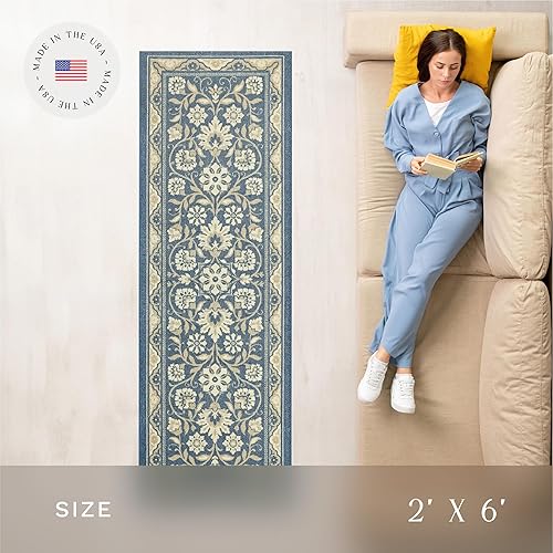 Vista 55 de Maples Rugs- Alfombra de cocina Marrón café,Azul,Marrón claro