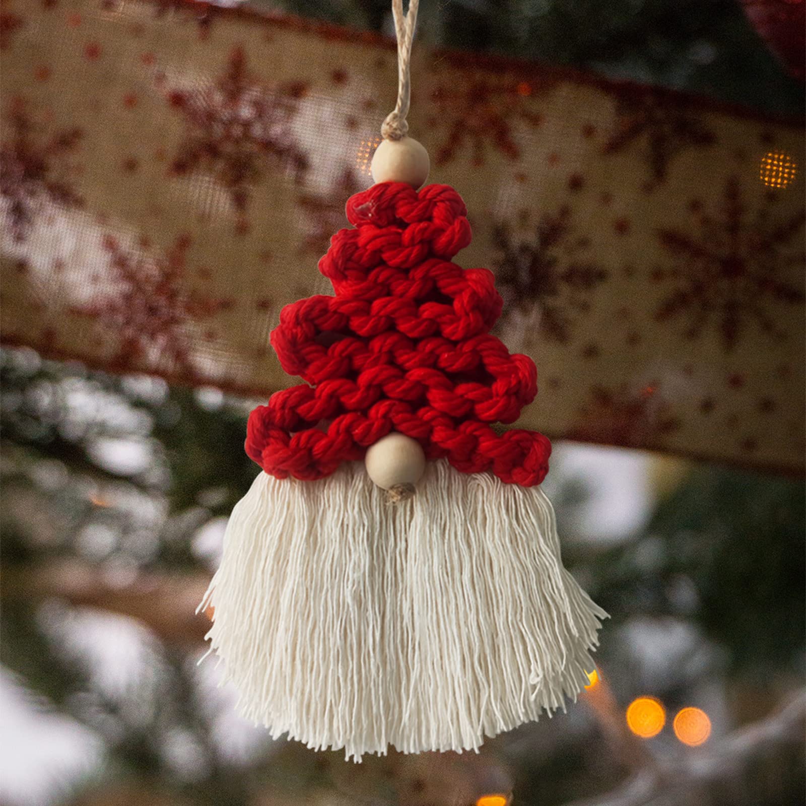 Set di 6 gnomi natalizi in macramè, decorazioni natalizie bohémien, gnomo intrecciato, per albero di Natale, da appendere, per feste di Natale, soggiorno, dormitorio, stanza dei bambini, regali